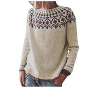 Pulls Femme, Pull FéMinin Tricoté Motif Panneaux ColoréS Col Rond Confort Ample Tendance Mode DéContractéE