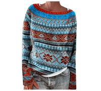 Pulls Femme, Pull FéMinin Tricoté Motif Panneaux ColoréS Col Rond Confort Ample Tendance Mode DéContractéE