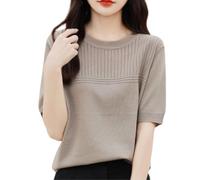 Pulls Femme,Pull-Over Décontracté À Manches Courtes En Maille Pour Femme