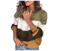 Pulls Femme-Pull Rayé à Manches Longues Et Col Rond pour Femme Haut Tricoté DéContracté Nouvelle Automne Et Hiver