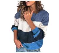 Pulls Femme-Pull Rayé à Manches Longues Et Col Rond pour Femme Haut Tricoté DéContracté Nouvelle Automne Et Hiver