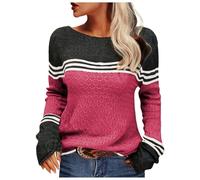 Pulls-Gilets Et Sweats Femme-Pull en Col Rond Femme-Chandail Confortable Nouveaux Rétro Tricoté Hauts Coupe Classique Elegant Décontracté Pulls À Manches Longues Col Bas Lâche Casual