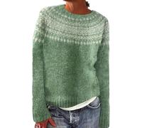 Pulls, Gilets Et Sweats Femme, Pull en Col Rond Femme, Chandail Elegant Col Bas Décontracté Lâche Casual Pullover Coupe Classique Confortable Nouveaux Hauts Tricoté Rétro À Manches Longues