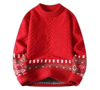 Pulls, Gilets Et Sweats Homme Cardigan Sweater Pull d’Hiver Homme à Motif géométrique Coupe Ample tricoté Confortable pour Style décontracté Tendance Quotidien Automne Hiver (Red, XL)