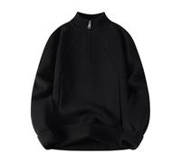 Pulls, Gilets Et Sweats Homme Cardigan Sweater Pull Long Manches Demi-Fermeture Éclair Tendance Décontracté Chaud Confortable Doux Automne-Hiver 2026 Manteau Homme Tricot Unie (Black, XXXL)