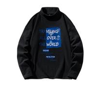 Pulls, Gilets et Sweats Homme Grande Taille avec Imprimé Alphabet Traveling All Over The World Sweat Homme Elegant Pull à Manches Longues Confortable Hiver Sweatshirtst Décontractées