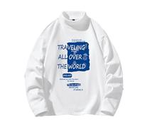 Pulls, Gilets et Sweats Homme Grande Taille avec Imprimé Alphabet Traveling All Over The World Sweat Homme Elegant Pull à Manches Longues Confortable Hiver Sweatshirtst Décontractées