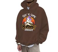 Pulls Halloween Décontracté Homme Blood Stain Horror Streetwear Vintage Classique avec Poches Cordon Vêtements Chauds Hiver Visage Effrayant Horreur Costume Adulte Sanglant