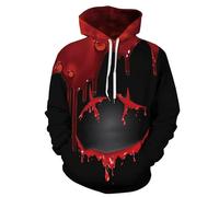 Pulls Halloween Décontracté Homme Blood Stain Horror Streetwear Vintage Classique Coupe Ample Grande Taille Vêtements Chauds Hiver Patchwork Fantaisie Costume Adulte Sanglant