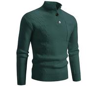 Pulls Homme,Pull Hiver Homme XXXL,Produit catégorie Men's Sweater Coat - Pull à col roulé avec Boutons pour Homme Hiver 2024 Base de Pull (Green, XL)