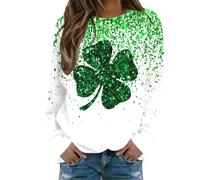 Pulls molletonnés Printemps, impression o-cou, sweat-shirt col rond, pull décontracté, manches longues, chemises d'entraînement, blouses larges chandails de marque, Vert-f, S