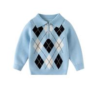 Pulls pour garçons, Motif Classique, Pull en Tricot, décontracté, Coupe Ample, Cardigan Demi-Fermeture éclair, Confortable pour l'hiver et l'automne Gilet Garçons Long Grosse Maille (Blue, 3-4Years)