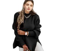 Pulls tricotés pour femmes, pulls à col roulé d'automne pour femmes | Pull tricoté décontracté,Pull à col roulé oversize pour femme, manches longues tricotées pour l'autun, Noir , XXX-Large