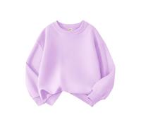 Pulls Tunique Garçons Liquidation Filles Basique col Rond Pull Sweat Enfants Solide Manteau à Capuche Hauts pour Leggings(Light Violet,4-5 Years)