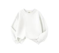 Pulls Tunique Garçons Liquidation Filles Basique col Rond Pull Sweat Enfants Solide Manteau à Capuche Hauts pour Leggings(Blanc,12-13 Years)