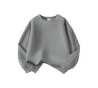 Pulls Tunique Garçons Liquidation Filles Basique col Rond Pull Sweat Enfants Solide Manteau à Capuche Hauts pour Leggings(Grey,8-9 Years)