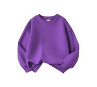 Pulls Tunique Garçons Liquidation Filles Basique col Rond Pull Sweat Enfants Solide Manteau à Capuche Hauts pour Leggings(Violet,6-7 Years)
