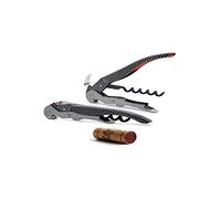Pulltex ClickCut Monza Tire-bouchon à double levier rétractable à ouverture avec une seule main Finition extérieure Carbone Effect