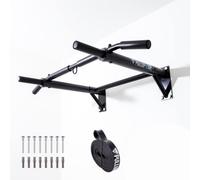 PULLUP & DIP Barre de Traction Murale, Pull-Up Bar Multiprise à Poignées Multiples Pour Montage Mur Avec Vis, Bande de Traction et Livre Electronique, Jusqu'à 200 kg