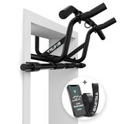 PULLUP & DIP Barre de Traction Porte à Suspendre Sans Vis et Sans Dérapage, Pull-Up Bar Professionnelle Pour Cadre Avec Poignées Rembourrées, Bande de Traction + eBook Compris, Max. 110 kg