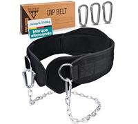 PULLUP & DIP Ceinture Lestee avec Chaîne et 3x Mousquetons, Dip Belt avec Rabats en Néoprène pour Protéger les Vêtements, Ceinture d'Haltérophilie, Dip Belt, Ceinture de Tractions pour Musculation
