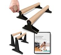 PULLUP & DIP Fitness Parallettes en bois, Poignées de pomp, Barres parallettes basse ou moyenne avec poignées ergonomiques, Barres parallèles pour Calisthenics et Street Workout (Parallettes BASSE)