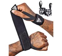 PULLUP & DIP Protège Poignet, Wrist Wraps pour Le Fitness, Calisthenics, Crossfit, Bodybuilding & Musculation, Bande de Support Poignet Professionnels pour Femmes et Hommes (Black)