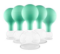 Pulox Lot de 5 ventouses en verre véritable avec boule d'aspiration - 5 ventouses médicales à haute puissance d'aspiration en vert