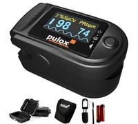 Pulox PO-200A Oxymètre de pouls avec alarme, son du pouls et set d'accessoires pour la mesure de SpO2, pouls et IP