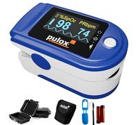 Pulox PO-200A Oxymètre de pouls avec alarme, son du pouls et set d'accessoires pour la mesure de SpO2, pouls et IP