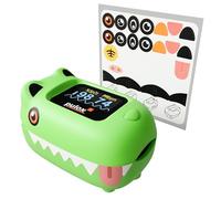 Pulox PO-230 Oxymètre de pouls pour enfants - En vert avec autocollants - Mesure de la saturation en oxygène et de la fréquence cardiaque