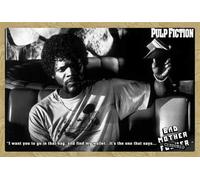 Pulp Fiction - Poster - Bad Mother F**ker + cadre amovible, Shinsuke® Maxi MDF hêtre, vitre acrylique