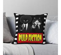 Pulp Fiction Taie d'oreiller carrée Motif chat sur film Polyester Lin Velours Creative Zip Decor Taie d'oreiller Canapé Housse de coussin