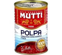 Pulpe de tomates concassées fines 100% d'origine italienne, boîte de 400g, idéal pour sauces et préparations culinaires authentiques - Lot de 4