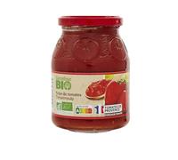 Pulpe de tomates fraîches Bio en bocal de verre - Tomates de Provence, 400 g, ingrédient simple pour cuisine maison au quotidien - Lot de 4