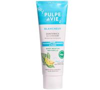 Pulpe de Vie - Dentifrice Blancheur BIO 75ml - Sans Fluor - Au Citron Upcyclé- Goût Menthe - 99,5% Naturel - Protège Dents et Gencives.