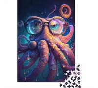 Pulpo Con gafas - Rompecabezas Rectangular de Papel 100% reciclado de Primera calidad Para adultos y Adolescentes, Regalo único, 300 piezas (40 x 28 cm)