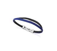 Puls Acier et Cuir Noir Et Bleu Monsieur Fashion