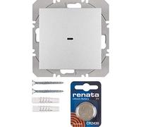 Pulsador de superficie KNX radio quicklink simple, con batería, berker.Net Emisores KNX radio de hager, para series berker S.1/ B.3/ B.7 de hager, aluminio