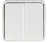 Pulsador doble con indicador luminoso, blanco