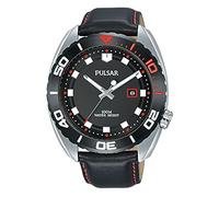 PULSAR Montre Homme Quartz- Affichage Analogique Bracelet Cuir Noir et Cadran Noir PG8287X1