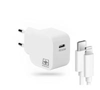 PULSE® Chargeur USB-C 30W Technologie GaN - Charge Ultra-Rapide 60% en 30 Min - Câble USB-C vers Lightning de 1m - Compact et Idéal pour Voyages - Compatibilité Universelle iPhone, Samsung, Mac, Win