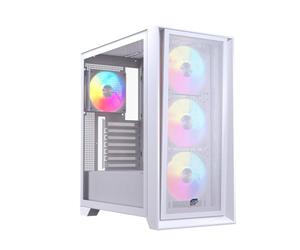 Pulse P600 RGB Boîtier PC pour gaming, support pour 6 ventilateurs de 120 mm, refroidissement liquide jusqu'à 360 mm, panneau latéral en verre, blanc