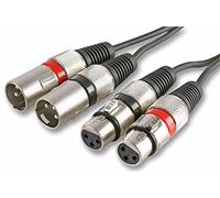Pulse PLS00204 Câble double XLR mâle 3 broches vers XLR femelle 1,2 m Noir