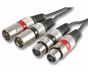 Pulse PLS00204 Câble double XLR mâle 3 broches vers XLR femelle 1,2 m Noir