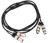 Pulse PLS00205 Câble double 3 broches XLR mâle vers XLR femelle, 3 m, noir