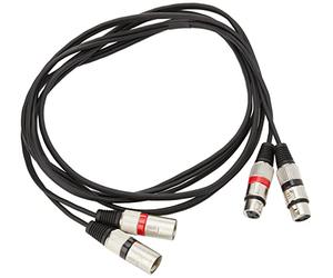 Pulse PLS00205 Câble double 3 broches XLR mâle vers XLR femelle, 3 m, noir