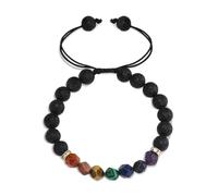 Pulsera Arus Bracelet original pour homme et femme avec 7 chakras réglables de 8 mm en pierre de lave et d'huiles essentielles, corde tressée pour relaxer, anxiété, yoga, protection