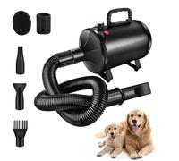 Pulseur Chien 2800W Professionnel,Sèche-Poils pour Chien,Température et Vitesse du Vent Réglables avec 4 Buses et Tuyau élastique,Toilettage, Sèche-Cheveux Professionnel pour Animaux Domestiques