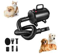 Pulseur Chien 2800W Professionnel,Souffleur Chien Séchoir Sèche-Poils Toilettage Sèche-Cheveux pour Chien pour Animaux Vitesse Continue et température réglable avec 4 Buses,2.3M Tuyau